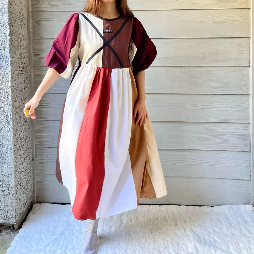 Handmade Upcycled Vintage Christian Dior Puff Sleeve Quilted Dress SKU 10171 - Picture 13 of 16